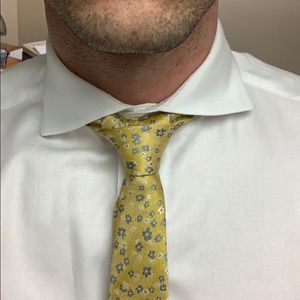 Yellow Floral Tie Bar Tie